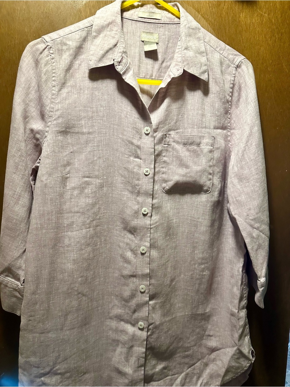Chico's Light Lavender Linen Button-Down Shirt